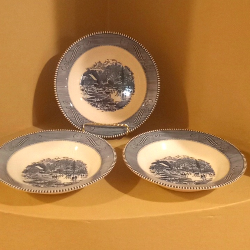 VTG- Currier & Ives by Royal Early Winter- 3 Bowl Bundle